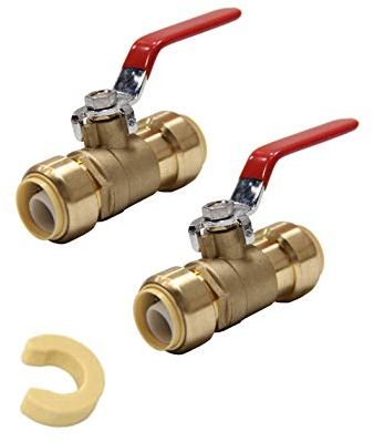 EFIELD Kugelhahn mit 2,5 cm (1 Zoll), zum Aufstecken, mit Trennklammer, bleifreies Messing, UPC-zertifiziert, 2 Stück