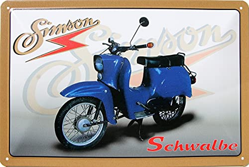 Retro Blechschild Simson DDR Moped Roller Ostalgie (20 x 30 cm, Simson Schwalbe Blech 655)
