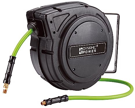 Dynamic Power Einziehbare Schlauchtrommel Schlauchaufroller Schlauchrolle mit Hybrid-Schlauch, 1,5 cm, 1,5 m