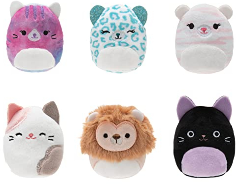 Squishville SQM0330-6er Pack Knuddel Squad, superweiche Mini-Squishmallows, 5cm Plüschfiguren, Mehrfarbig