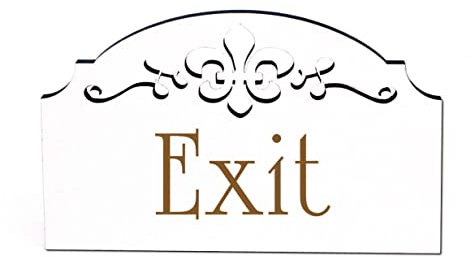 Exit Türschild Schild Englisch Ausgang Holzschild graviert selbstklebend Ornamente 15,5 x 9,5 cm | Dekolando