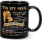Tasse für den Sohn von Mom-Never Forget that I Love You, personalisierte Löwen-Tasse, Geschenke von der Mutter, an meinen Sohn, Geburtstagsgeschenke, inspirierende Kaffeetasse (schwarz, 313 ml)