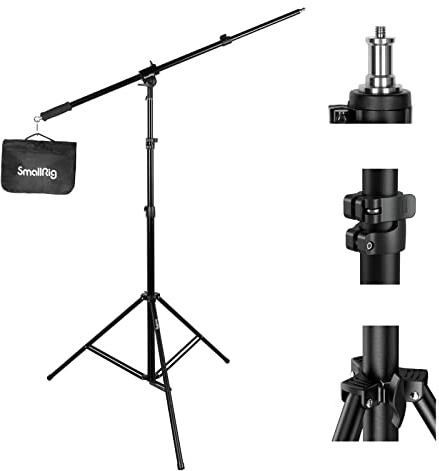 SMALLRIG Aluminium Lichtstativ 110/9.2ft/280cm, mit 170cm Haltearm, luftgepolstertes Fotografie-Stativ mit 1/4-Schraube für Softbox, Studiolicht, Ringlicht, max. Belastung 5kg, RA-S280A - 3737