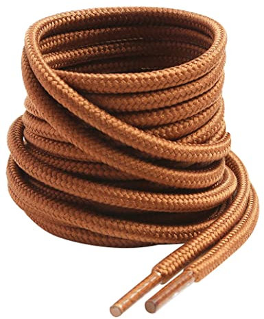 VSUDO Cordones Redondos Marrón Claro para Botas de Montaña y Trabajo, ø4 mm, Zapatos de Seguridad/Treking, Hombre y Mujer (2 Pares, 100cm)