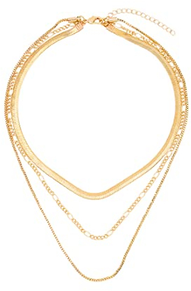 LEEQBCR 1pcs Collana a strati in oro con catena e girocollo, accessorio per donne e ragazze