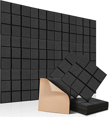 Quadratische Akustikplatten selbstklebend 12 Stück I Schallabsorber mit hoher Dichte für Wand Decken Holz & Tür - Akustikpanel Akustikpaneele Schallschutzplatten Akustikplatte, Neun-Muster