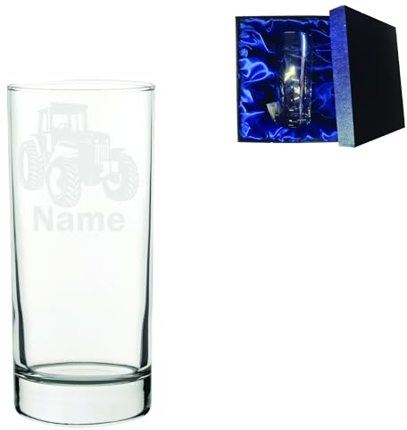 Laser Etched Personalised Tractor Whiskey/Highball/Pint/Tankard Glass Gift