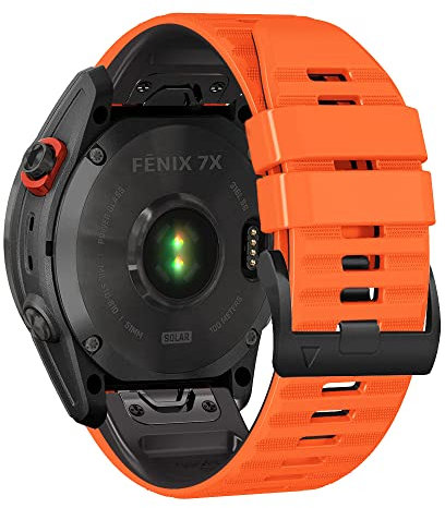 Niboow QuickFit 26mm Armband für Garmin Fenix 8 51mm/Fenix 7X Pro Solar/Fenix 7X/Fenix 6X/Fenix 6X Pro/Fenix 5X, Weich Silikon Uhrenarmbänder für Garmin Enduro 3/Epix 2 Pro 51mm -Orange/Schwarz