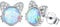 ORAZIO 925 Sterling Silber Opal Ohrstecker Star Katze Rundschliff Opal Ohrringe für Frauen Mädchen Klein Winzig Niedlich Ohrring Schmuck Geschenke für empfindliche Ohren