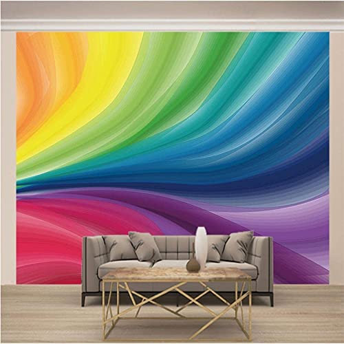 MUDUH Tapete Bunte Streifen Tapeten 3D-Papiere Wohnkultur Papier Wandbild Tapete Tapeten Für Wohnzimmer Schlafzimmer Wände Papier Abziehen Und Aufkleben Selbstklebendes Wandfoto 140(B) x70(H) cm