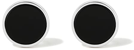 Ohrstecker Silber 925, Damen Ohrstecker Schwarz Gold Ohrringe 925 Silber Achat mit Geschenkbox für Herren Damen Frauen Manner Mädchen 6mm 8mm (Silber 12mm)