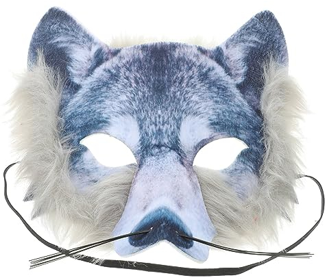 Toyvian 3D Wolf Maske Halloween Wolfsmaske Halbes Gesicht Wolfskopfmaske Realistische Gruselige 3D Tierkopfmasken für Kinder Erwachsene Karnevalsparty Kostüm Maskerade Silber