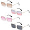 EUPSIIU 4 Paar Retro Sonnenbrille Randlose Rechteck Sunglasses für Damen Herren Ultra-Small Frame Mode Brille 80er Vintage Durchsichtige Linse Rahmenlose Rimless Sonnenbrille (4 Farben)