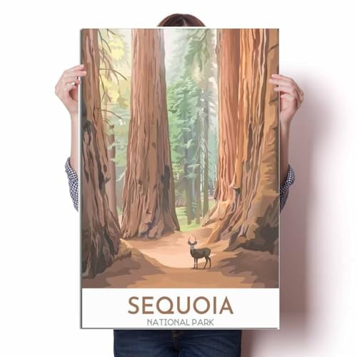 LIULAG Kunstdrucke 30x45cm Ungerahmt Sequoia Nationalpark Vintage Reise Poster Haus Wanddekoration Büro Vintage Leinwandbilder Bar