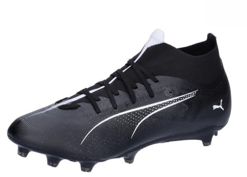 PUMA Unisex Ultra 5 Match+ FG/AG Soccer Shoe, Black White, 44 EU