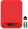 Balance de cuisine numérique - 10 kg - Avec écran LCD et fonction tare - Pour la cuisson et la cuisine, mesurer les ingrédients, les bijoux, 1 g - Rouge