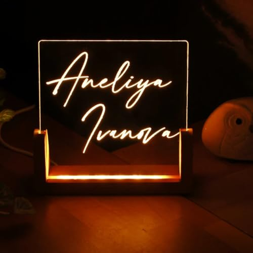 Pahdecor Valentinstagsgeschenk, personalisiertes, leuchtendes Acryl-Schild, Bürodekoration, Namensschild, Schreibtisch-Namensschild, Heimdekoration, neuer Job, Lehrer, Geschenk