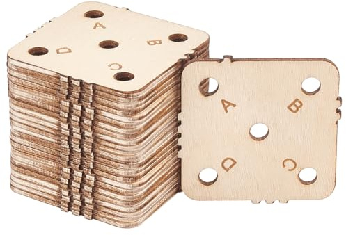 BENECREAT 24 Stück Quadratische Webkarten, 46,5mm Quadratische, 5 Löcher | Holzbrett Webkarten, Handgemachte Webwerkzeuge für Webzubehör, Webtabletten für Webstühle, Strickrahmen, Loch: 5mm, Dick:2 mm