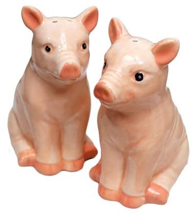 Salt and Pepper Shakers Sitting Pig Ceramic Pink Farm Animal Condiment Pot Set