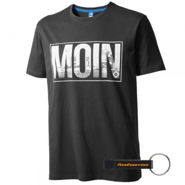 Hamburger SV HSV T-Shirt Bela 2024 + FanEmotion Flaschenöffner - Set (DE/NL/SE/PL, Alphanumerisch, L, Regular, Regular, Schwarz)