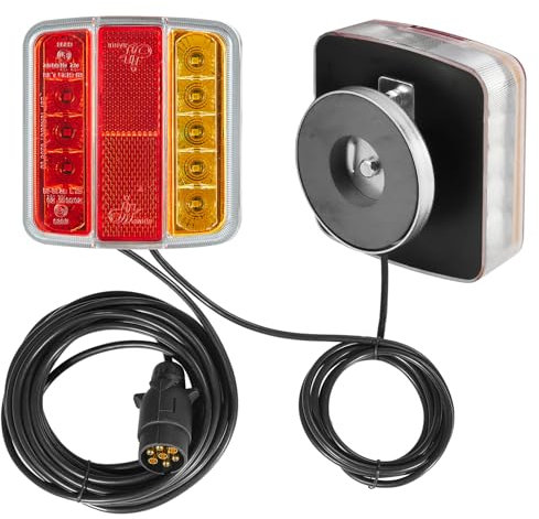 SPARKMOTO Luces Traseras Para Remolques Con Imán Cable,Kit De Luz Pilotos Trasera Remolque Magnético, Cable De 7,5 m Cableado Con Enchufe De Remolque 7 Pines