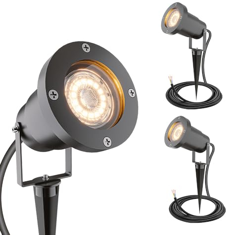HOFTRONIC - 3er Syndey XL LED Gartenstrahler mit Erdspieß für außen - GU10 - Schwarz aluminium | Profi Led Strahler für Außen Garten Rasen Baum Wiese - Gartenleuchte