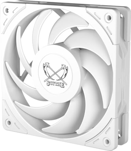 Scythe Wonder Tornado 120 PWN High-Performance Computer Case Fan,120mm x 25mm, Fluid Dynamic Bearing, 4-Pin Connector (2500 White, 1)