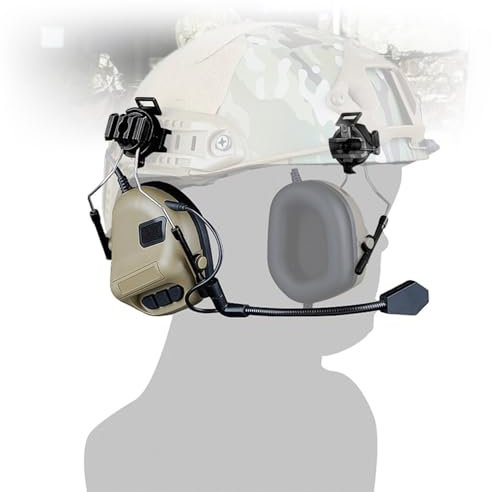XiaGuo Tactical Helmet Headset for Airsoft,Shooting Ear Protection Noise Reduction Hunting Earmuffs with Detachable Microphone Earmuff Hearing Protection for Outdoor Sports