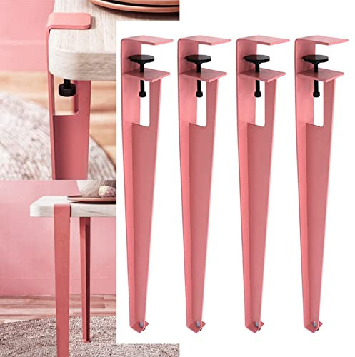 FYDZ F-förmige Tischbeine zum Anklemmen, verstellbare 76 cm, Metallbeine für Frühstücksbars, DIY-Möbelkonsolen, kein Stanzen erforderlich (Rosa, 4 Stück)