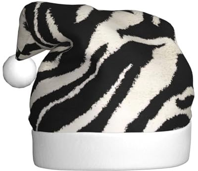 HUIKGIER Weihnachtsmütze mit Zebra-Tierdruck, für Erwachsene, lustige Weihnachtsmütze, Weihnachtszubehör und Kostüme