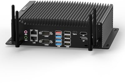 FANPEEC Industriel Mini PC sans Ventilateur Core i5-10210U 32Go DDR4 RAM 1TB SSD Fanless PC Win 11 Pro, WiFi BT4.2, Triple éCran, 2*RS232 + 4*RS485 COM, 2*GPIO, Mini Ordinateur Industriel Dual LAN