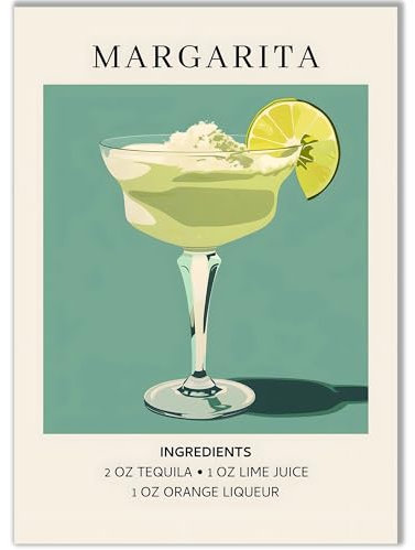 Happy Motive – Premium Cocktail Poster wahlweise in DIN A3 oder DIN A4 – Premium Druck auf 300g Papier – Wanddekoration für Bar, Küche und Homebar, Office ohne Rahmen Margarita A3