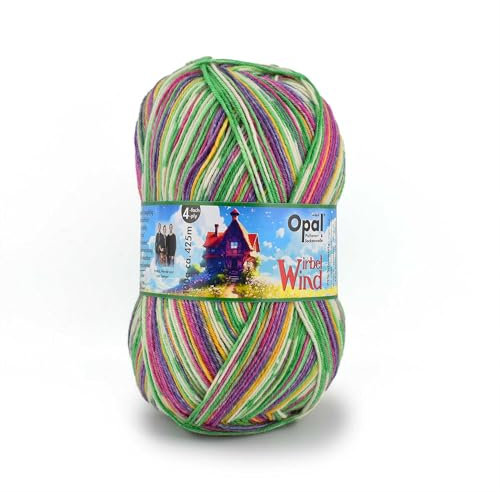 Opal Wirbelwind 4-fache Sockenwolle, 75% Schurwolle, 25% Polyamid, 425 m/100 g, Nadelstärke 2-3 mm (11470 tanzende Blätter)