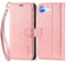 TUCCH Flip Case for iPhone 16e 2025 (6.1) 5G, Protective PU Leather Wallet Stand Case with Wrist Strap, RFID Blocking, 4 Card Slots, Shockproof TPU, Magnetic Flip Folio for Women Men, Rose Gold