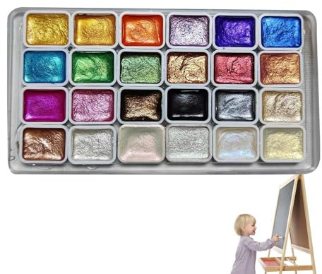 Glänzendes Aquarell-Set – Perlmutt-Aquarellpalette, Mineral-Mica-Farbset | Aquarell-Schalen Set, professionelle Werkzeuge
