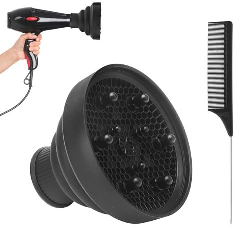 ZMDMAH Haar Diffusor Universal Diffuser Haare Diffusor aufsatz,Dehnbar Diffusor FöHn aufsatz FöHnaufsatz,mit Spitzem Stielkamm,Diffusor aufsatz Universal für Lockiges Oder Welliges Haarstyling