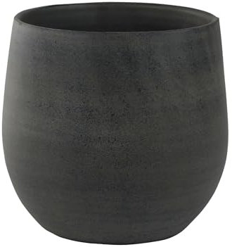 Indoor-Helden Blumentopf Esra Ø 18 cm Höhe 16 cm, handgefertigter Übertopf Dunkelgrau, Übertöpfe für Zimmerpflanzen, Pflanzentopf, Keramik-Pflanzgefäß