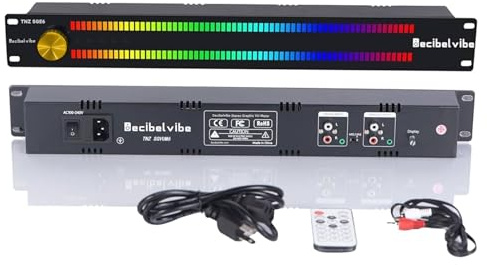 Decibelvibe TNZ SGVUM6 - VU-metro con ingresso/uscita RCA-Jack 3.5, ingresso wireless tramite microfono incorporato, 19 colori, per sistemi audio HiFi, Home Cinema, Sono Professionali, DJ (Oro)