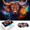 Puzzle für Erwachsene 1000 Teile Anthrazit Highland Cow Familienspaß-Puzzle mit passendem Poster und Quizblatt für Teenager ab 14 Jahren 26x38cm