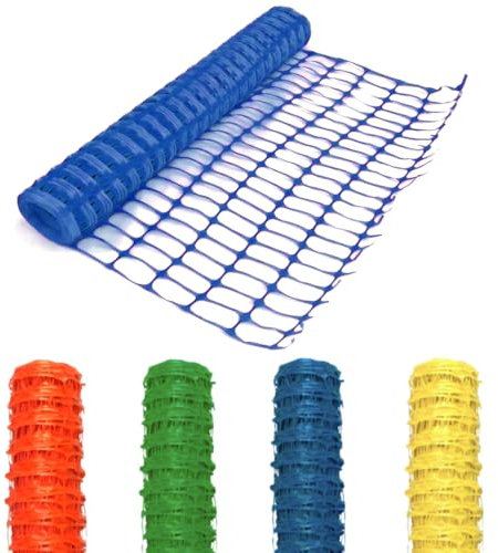 Heavy Duty Barrier Fencing Mesh 1m x 50m - Plastic Temporary Safety Fence for Construction, Work Sites, Garden, Pet Barriers, and Events in Orange, Green, Blue (Blue)
