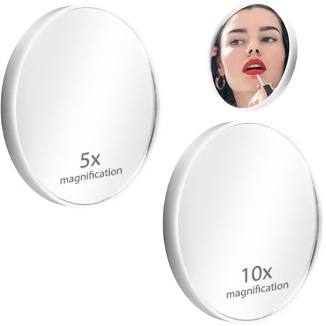 Vergrößerungsspiegel mit Saugnapf, 2 Stück Kosmetikspiegel mit Doppelsaugnapf in 5x 10x Vergrößerung Vergrößerungsspiegel zum Kleben für Badezimmer Schminktisch Rasur und Feinarbeiten Weiß Praktisch