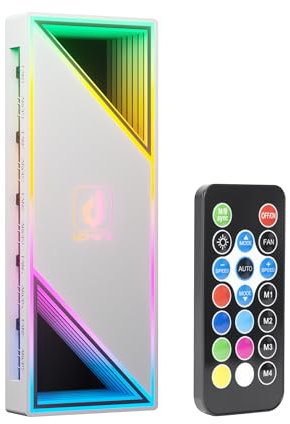 upHere ARGB Magnetic Fan Hub con Controller, 12 connettori per ventole PWM a 4 Pin, 12 porte ARGB 5V 3 Pin, Design Infinity Mirror, Velocità Regolabile, SATA-Powered Hub Ventole PC RGB, Bianco