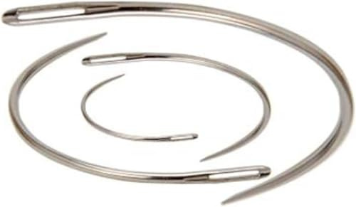 4-teiliges Set gebogene Leder-Nähnadeln, Silber, strapazierfähig, zum Weben und Basteln, Handnähen, scharfe Nadeln