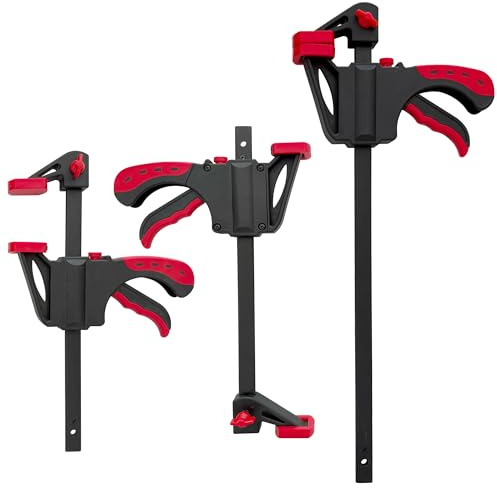 Thanaddo 3 Stk. Schraubzwingen Set, Profi Einhandzwingen, 6-Zoll & 12-Zoll Klemmen Schnellgriffklemmen Klemmzwinge, 2 in 1 Spannkraft 70kg für präzises Fixieren Holzarbeiten, Heimwerken Klemmen