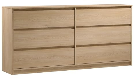 AXLIVING Schlafzimmer Kommode Mormanno K6S – 181 cm, Eiche Cremona