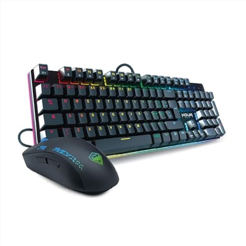 Mouse e Tastiera Gaming Meccanica, Layout Italiano QWERTY, USB, Anti-ghosting, Tastiera Retroilluminata LED RGB, Mouse Gaming fino a 32000 DPI - Nero