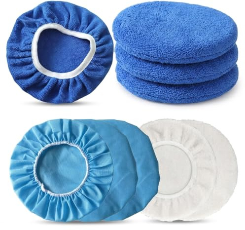 10er Polierhauben Set, 230mm-250mm Weiche Mikrofaser Polierhaube | Zehnteiliges Setweich und schonend aus drei Materialien Mikrofaser elastisches Band hohe Saugfähigkeit