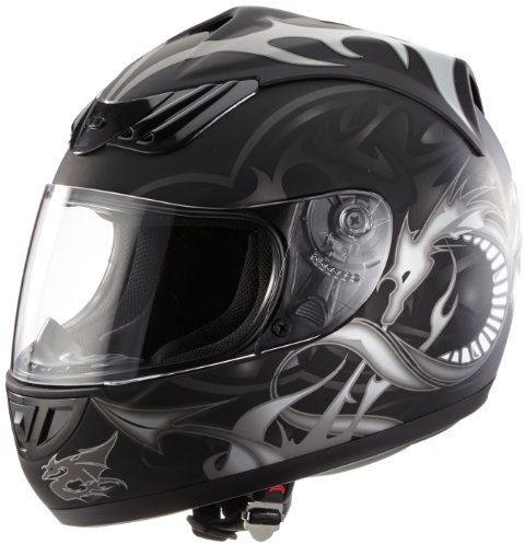 protectWEAR Casco Moto Nero H-510-11SW Design Drago - M