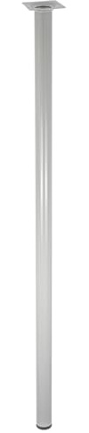 WAGNER Möbelbein/Tischbein/Möbelfuß Classic Retro - Ø 30 x 800 mm, integrierte Anschraubplatte 60 x 60 mm, Innengewinde Ø 10 mm, Stahl pulverbeschichtet Aluminium-Silber - 12128001