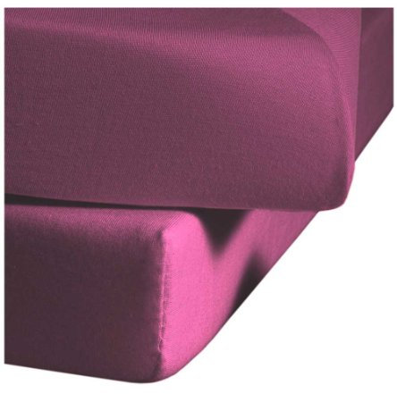 fleuresse Jenny C klassisches Jersey-Spannlaken, 100% Baumwolle, mit praktischem Rundumgummi, Fb. Himbeere, Größe 100 x 200 cm, auch passend für 90 x 190/200